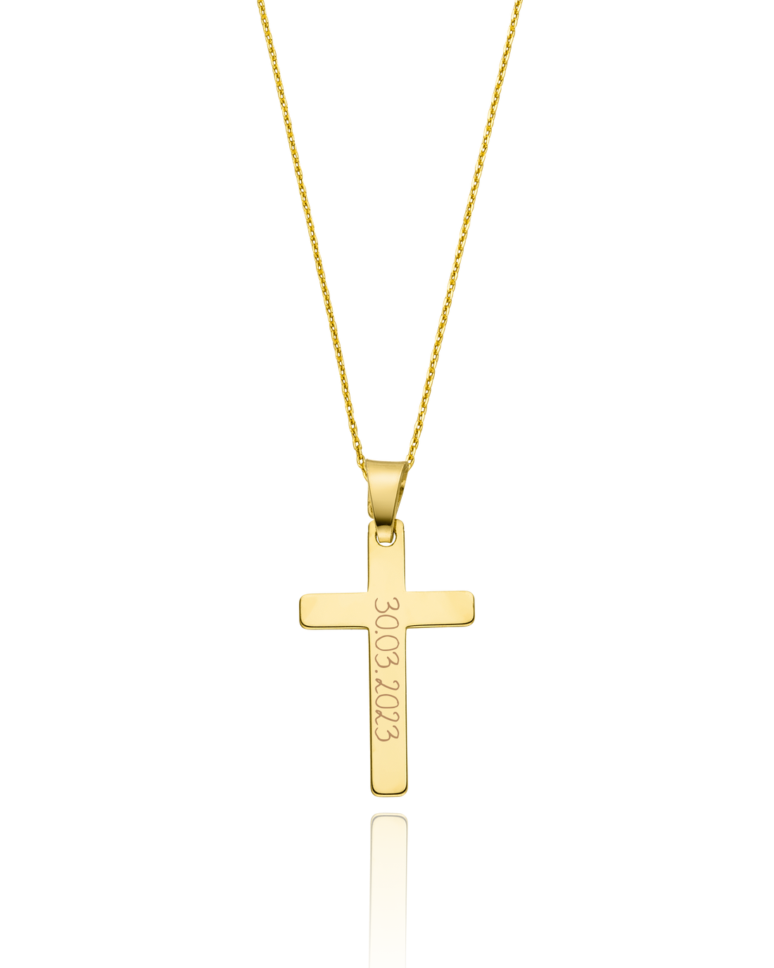 Taufkette "Kreuz mit Gravur" aus 585 Gold (14kt)