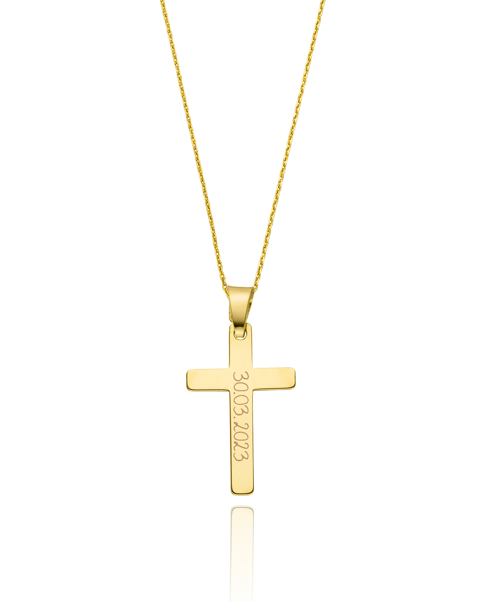 Taufkette &quot;Kreuz mit Gravur&quot; aus 585 Gold (14kt)