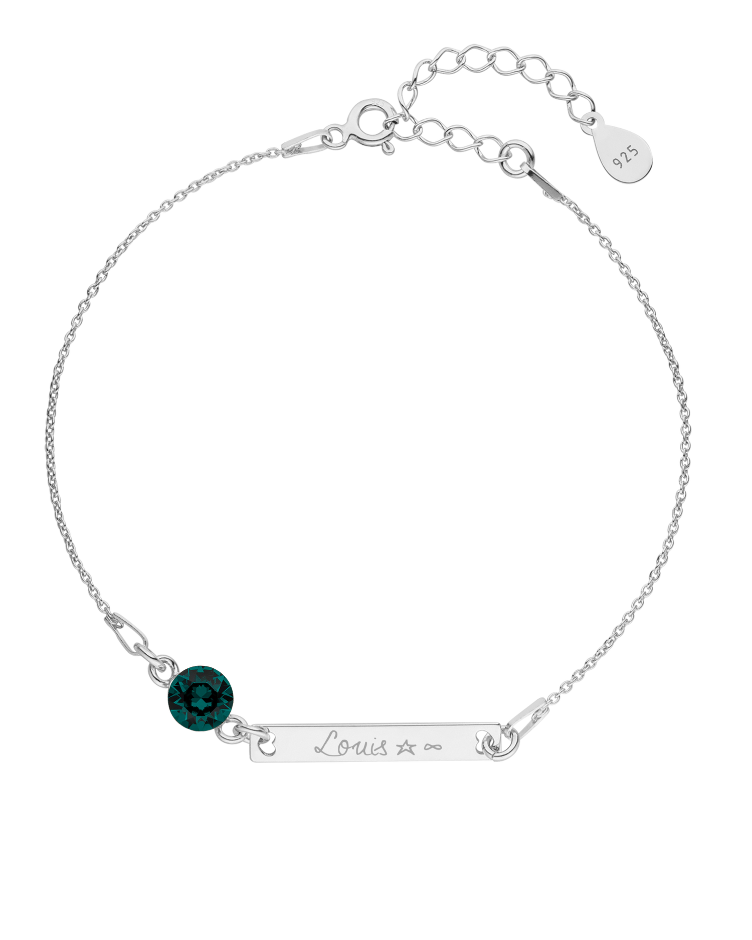 Armband mit Geburtsstein und Gravur länglich