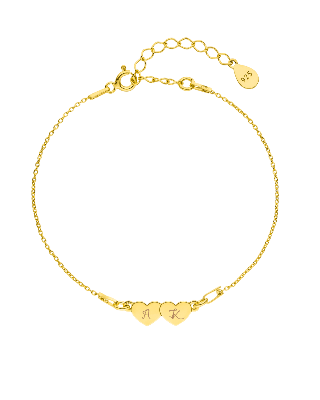 Armband d’amour mit Gravur 2 Herzen