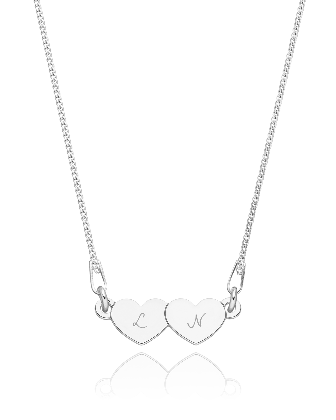 Halskette d’amour mit Gravur 2 Herzen
