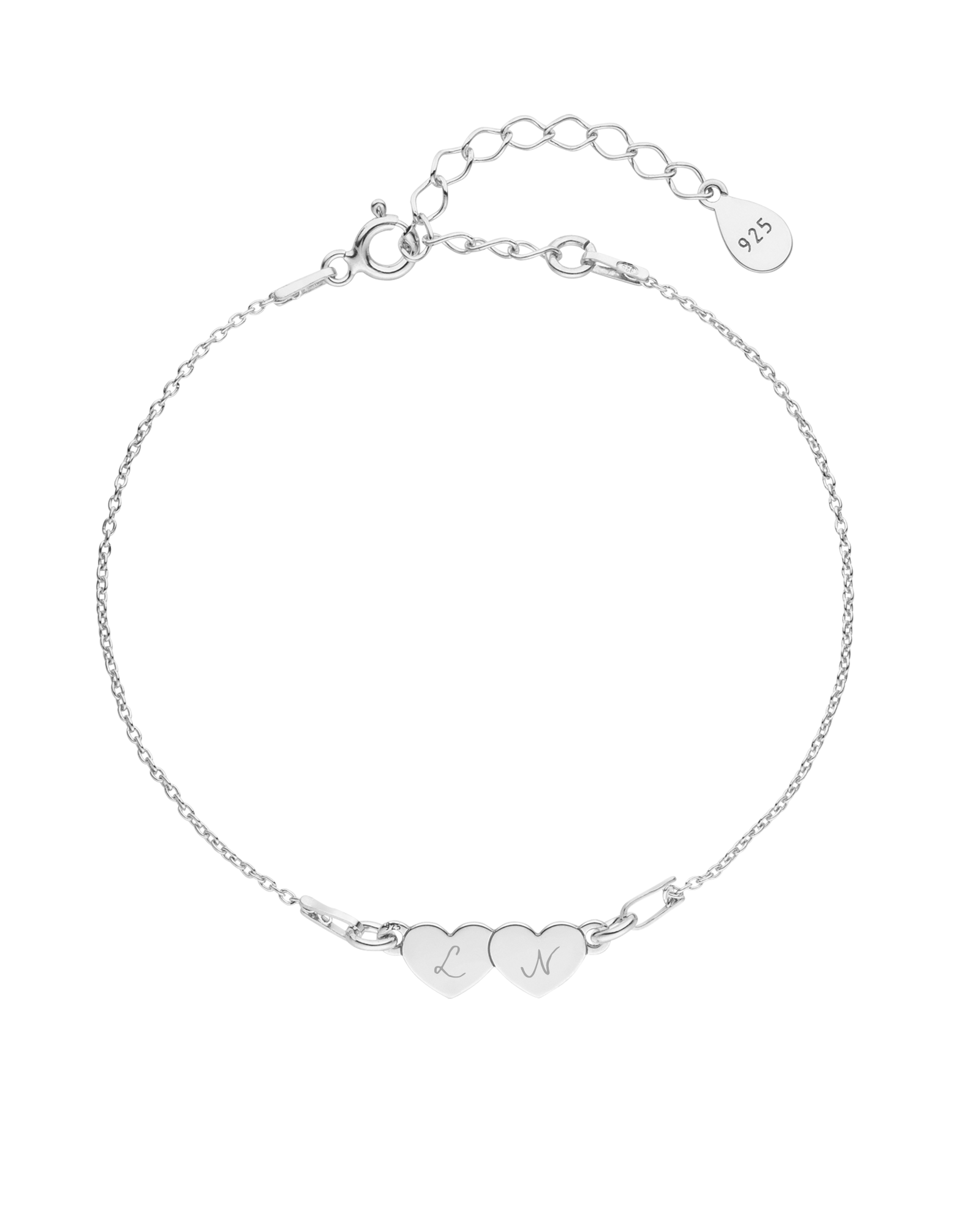 Armband d’amour mit Gravur 2 Herzen