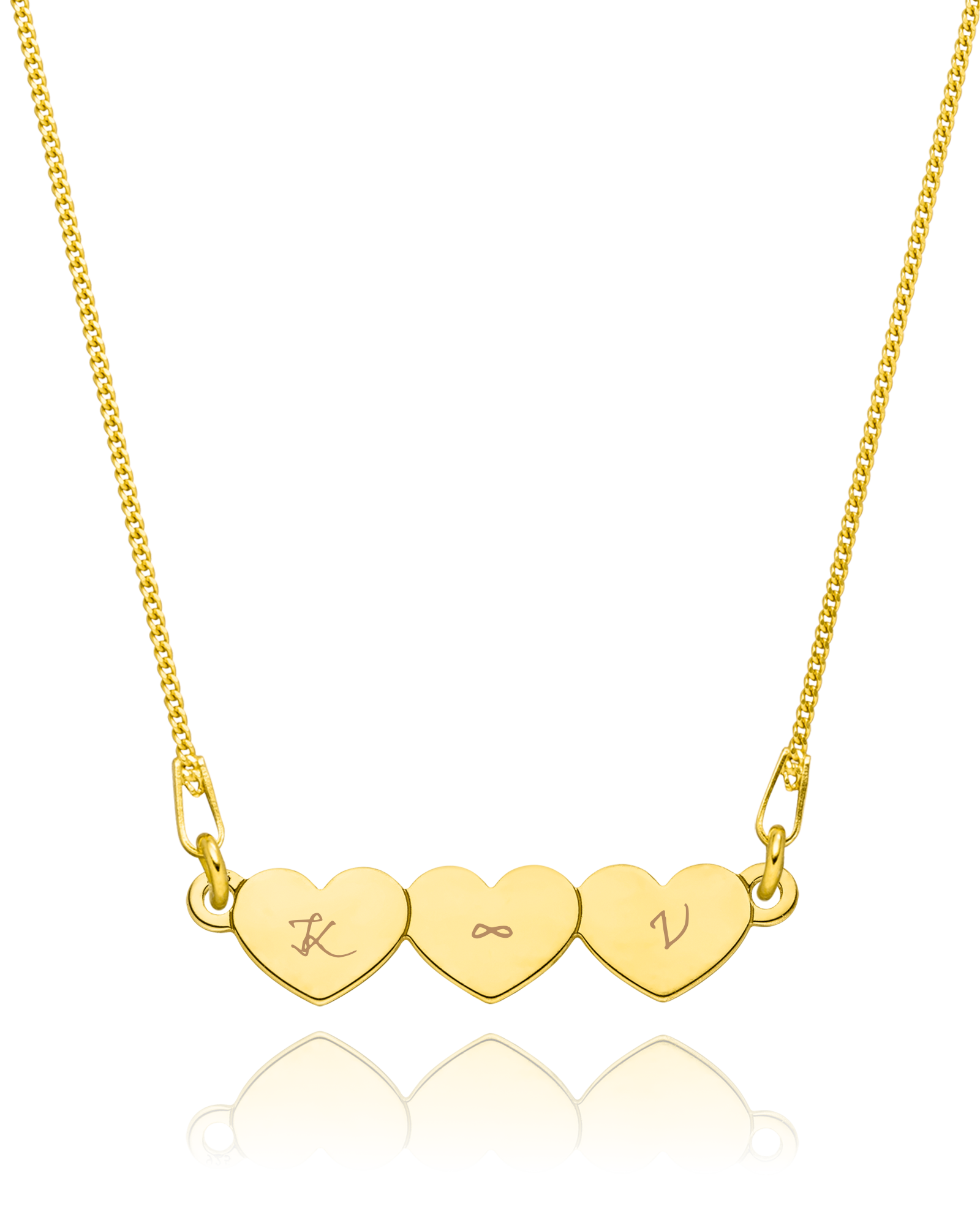 Halskette d’amour mit Gravur 3 Herzen
