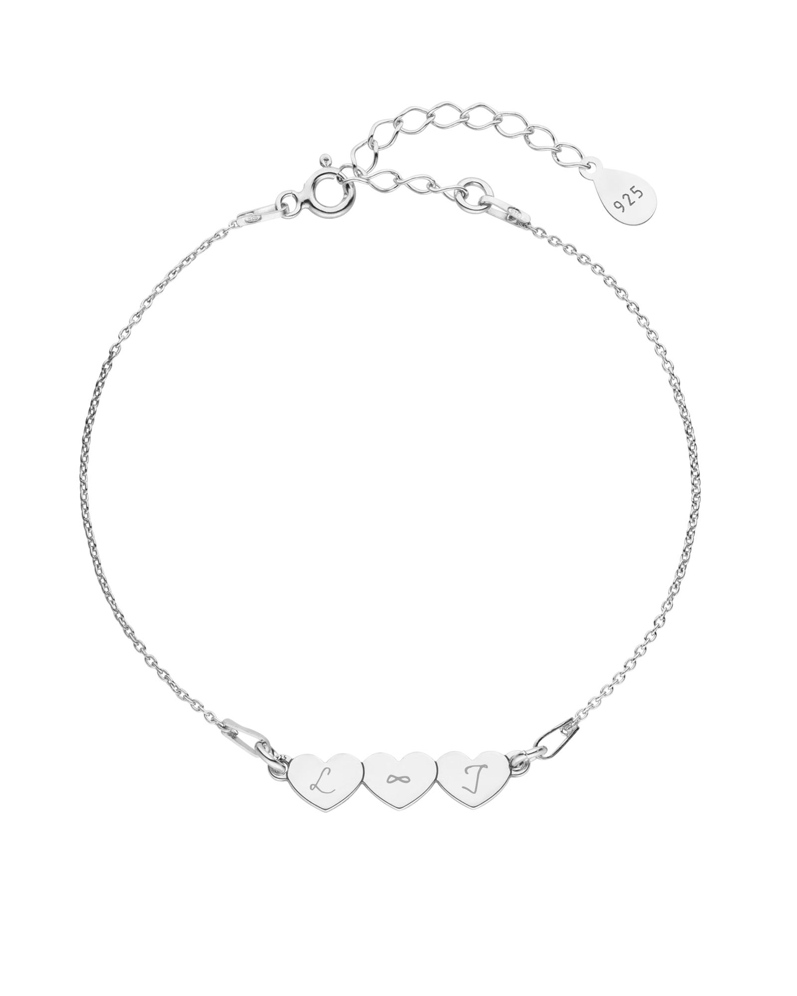 Armband d’amour mit Gravur 3 Herzen