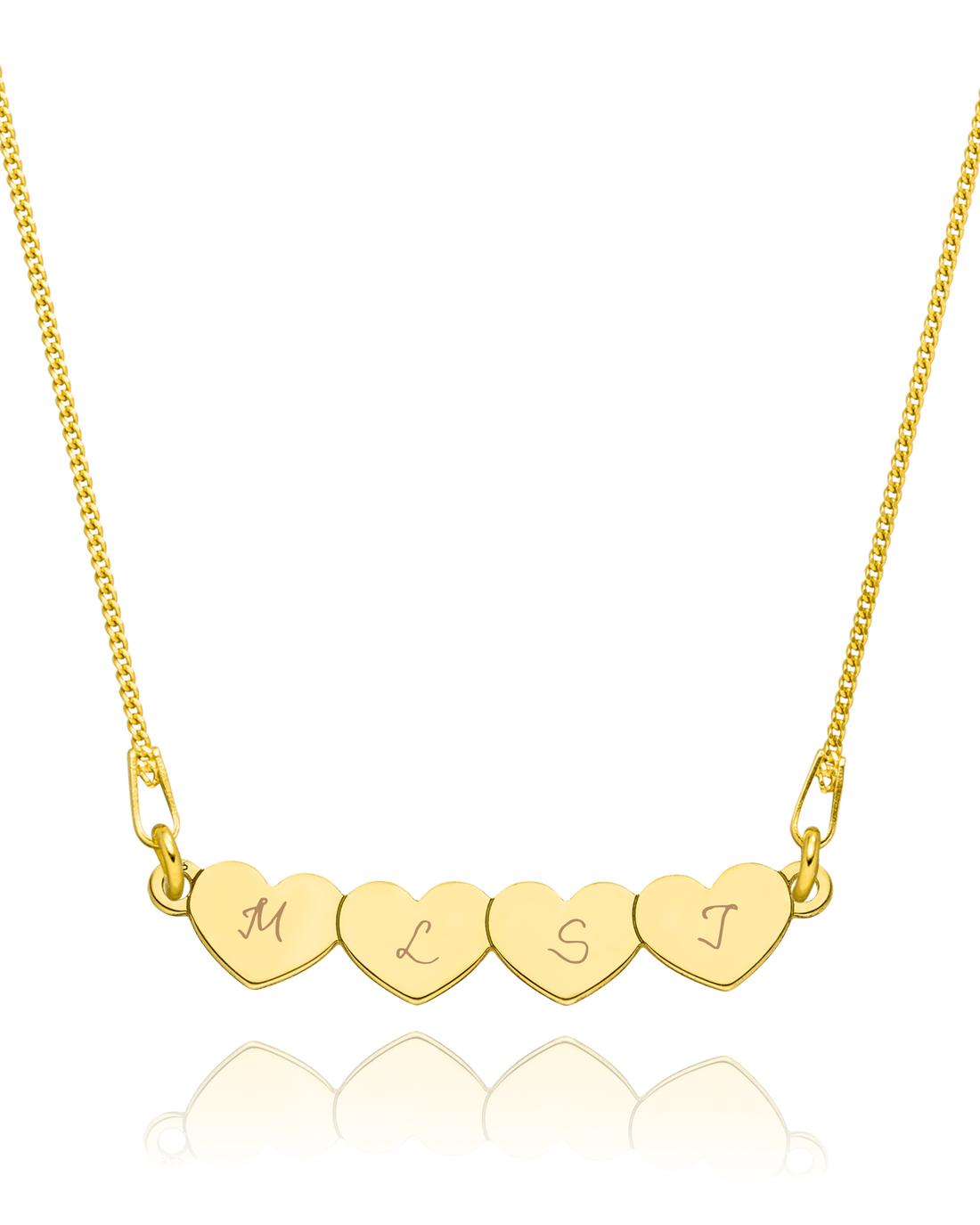 Halskette d’amour mit Gravur 4 Herzen