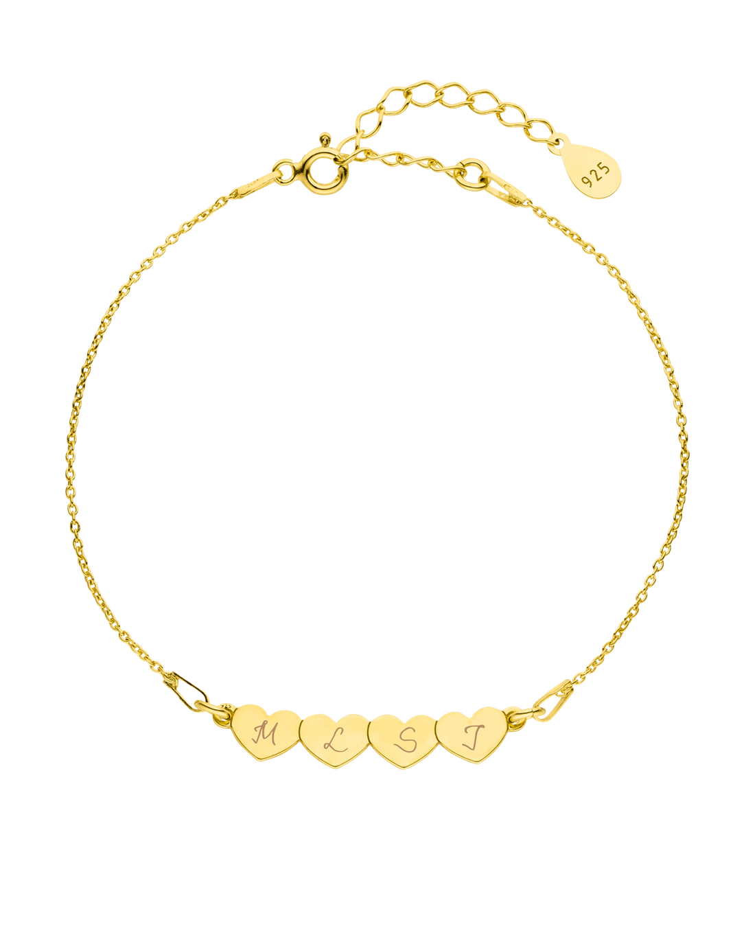 Armband d’amour mit Gravur 4 Herzen