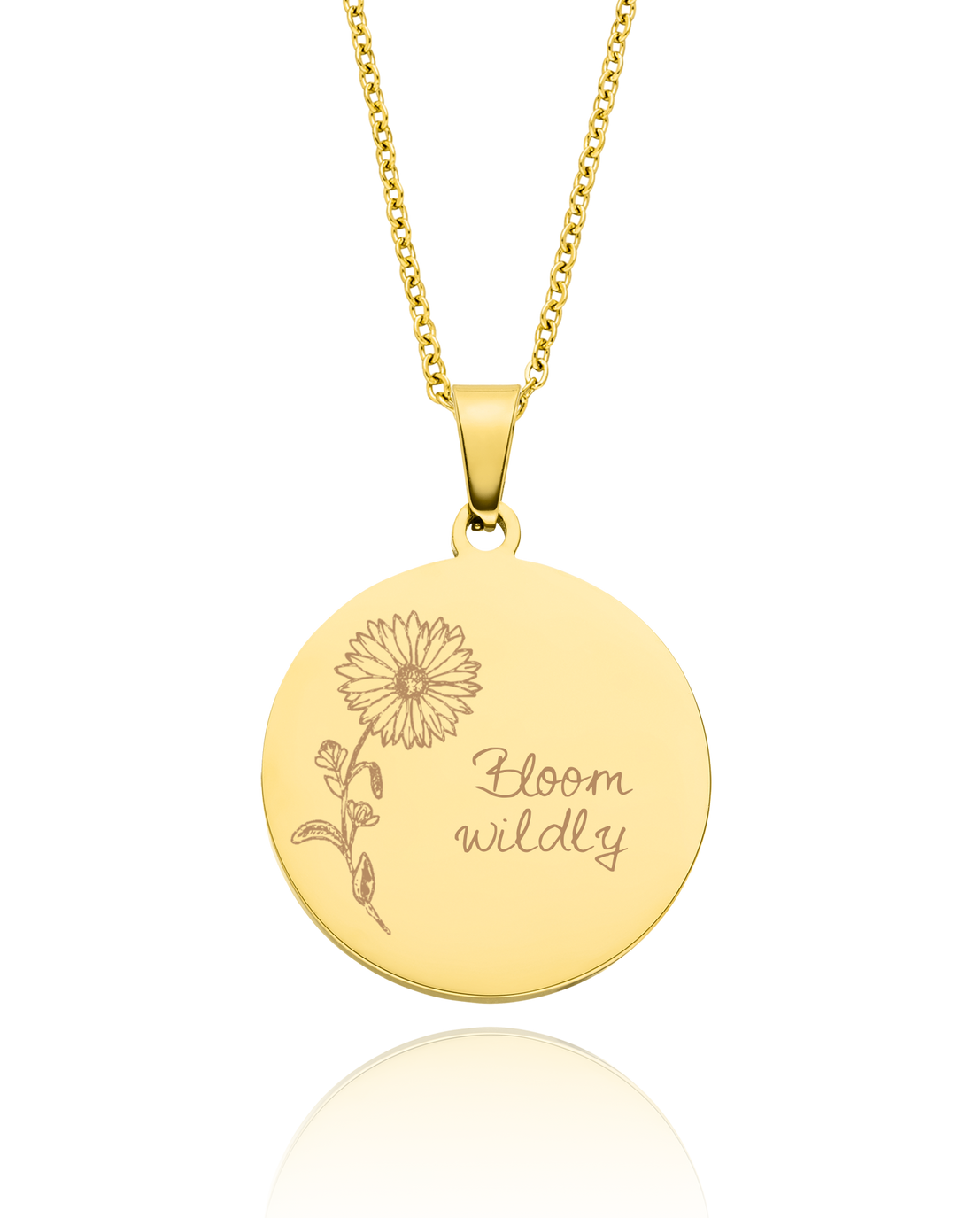 Halskette mit Geburtsblume und Gravur groß