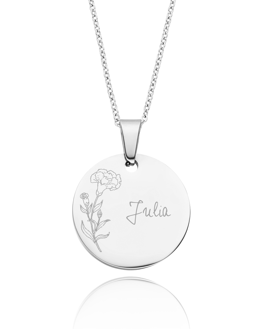 Halskette mit Geburtsblume und Gravur klein