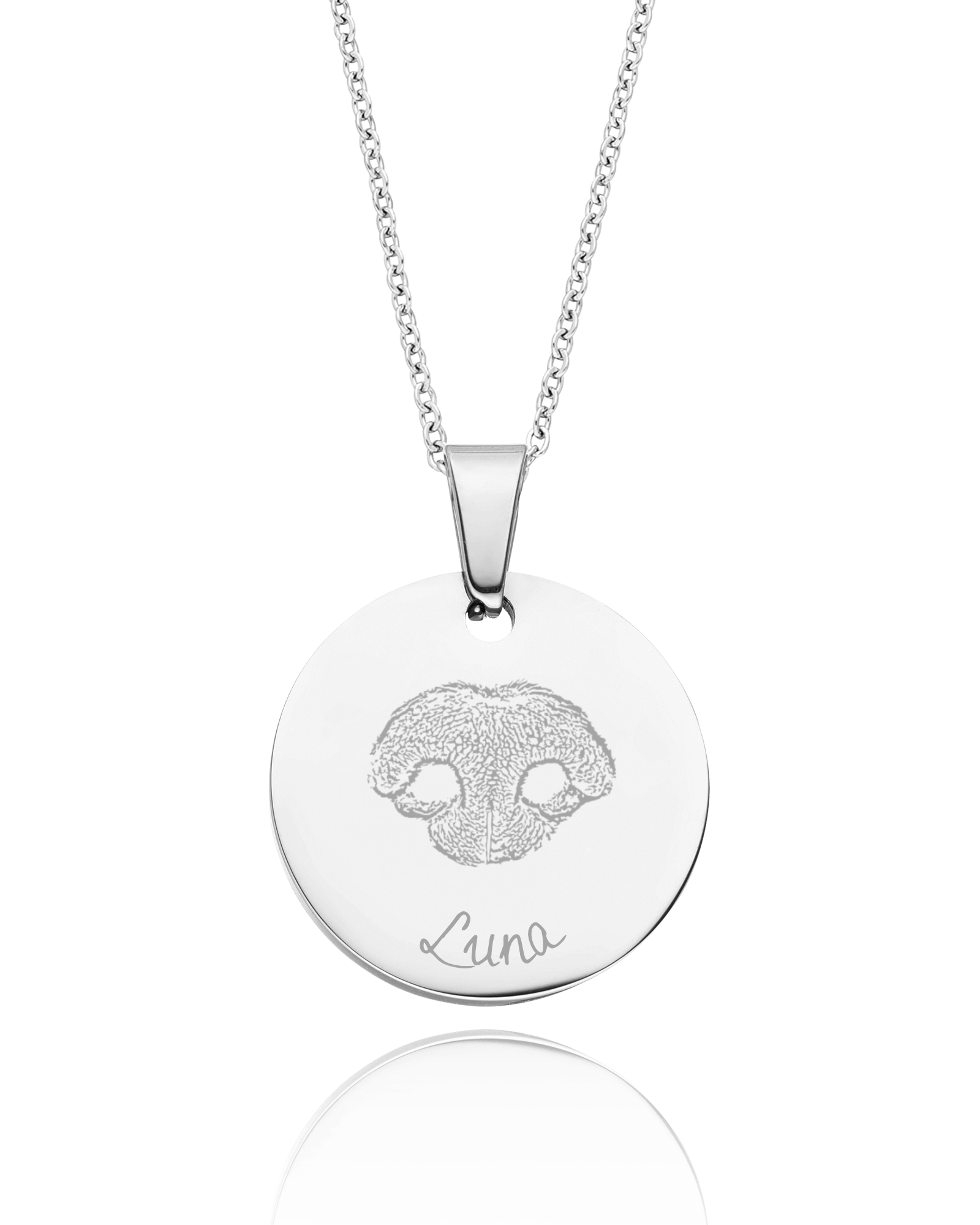 Halskette mit Nasenabdruck und Gravur