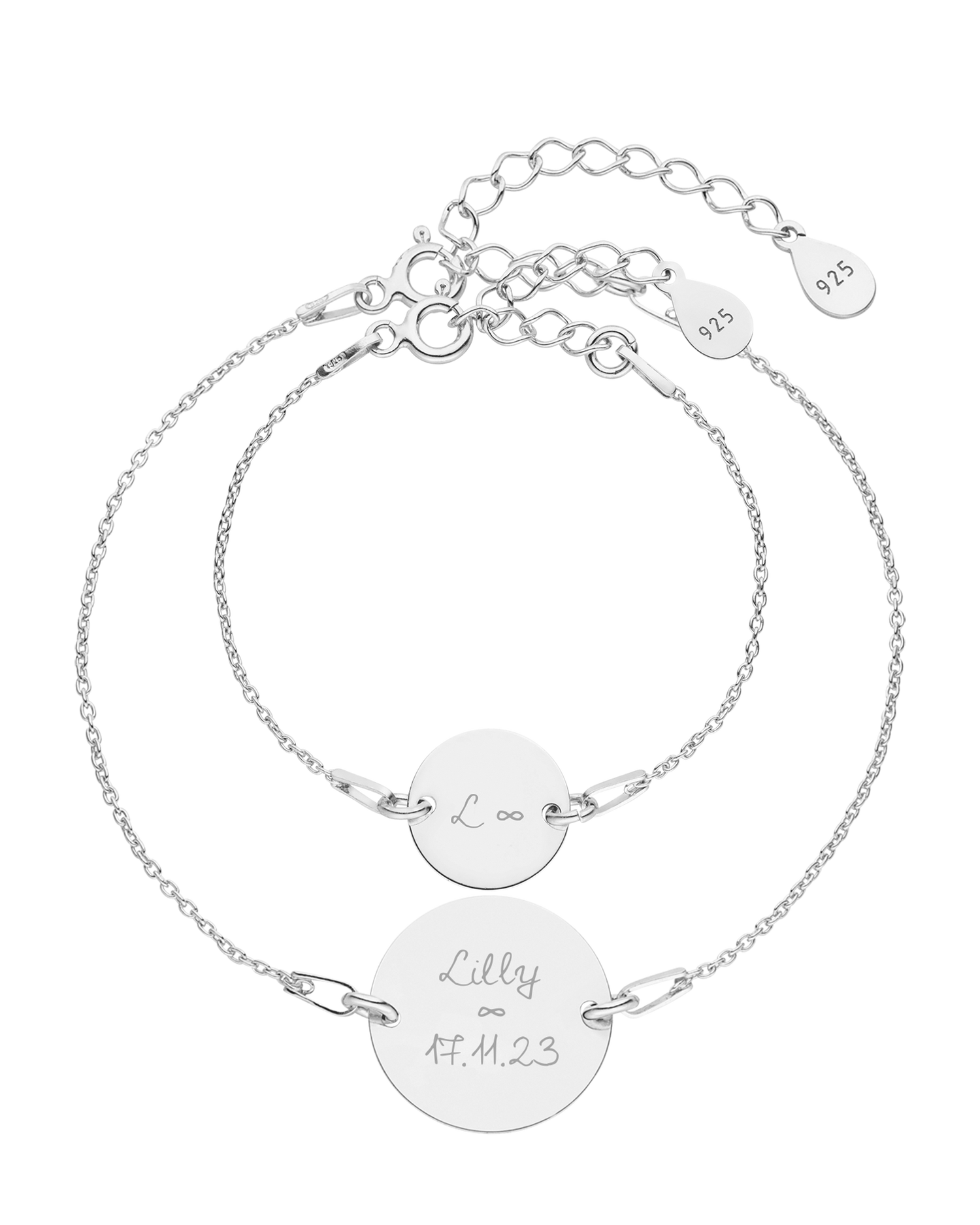 Mama-Kind-Set Armband mit Gravur rund