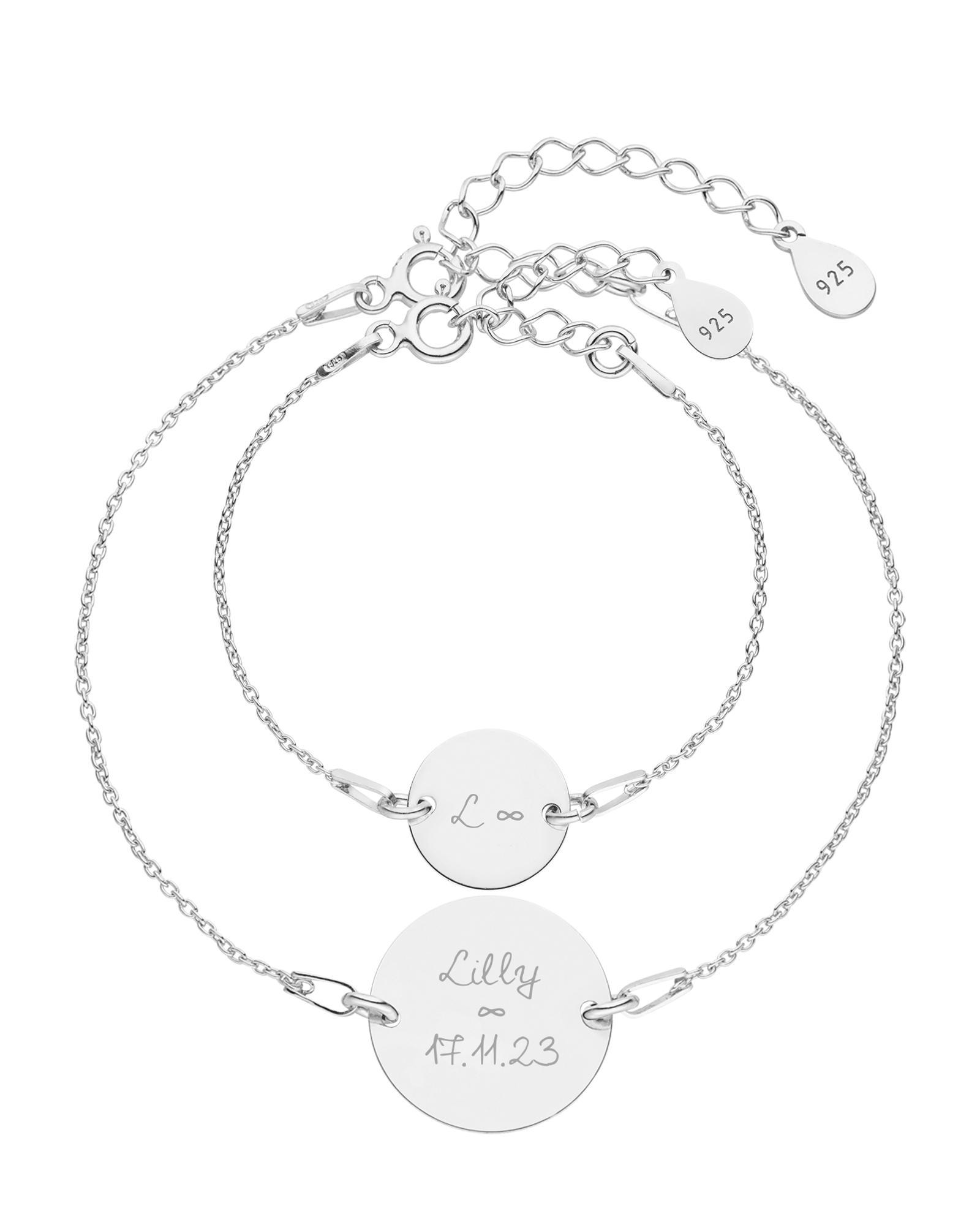 Mama-Kind-Set Armband mit Gravur rund