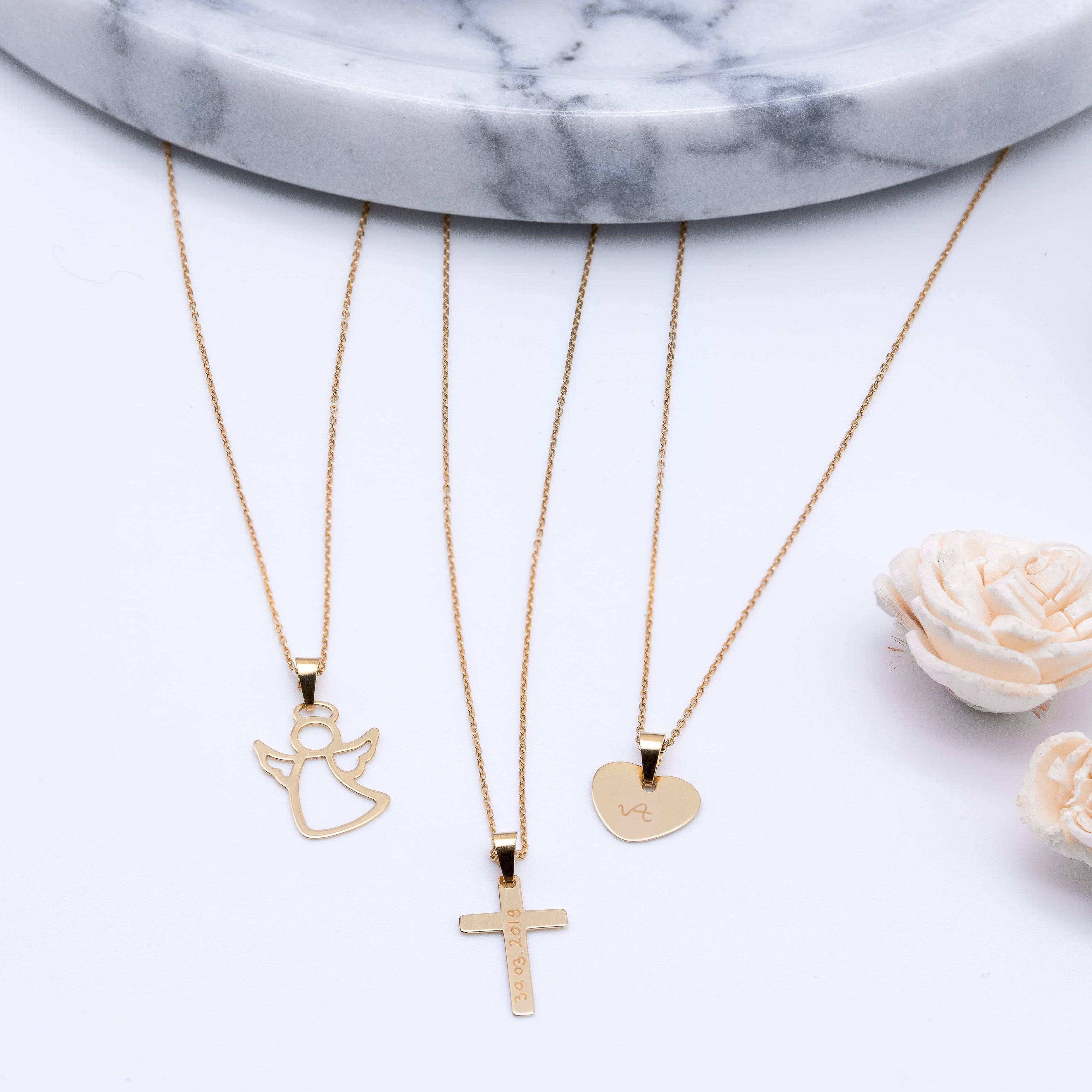 Taufkette "Kreuz mit Gravur" aus 585 Gold (14kt)