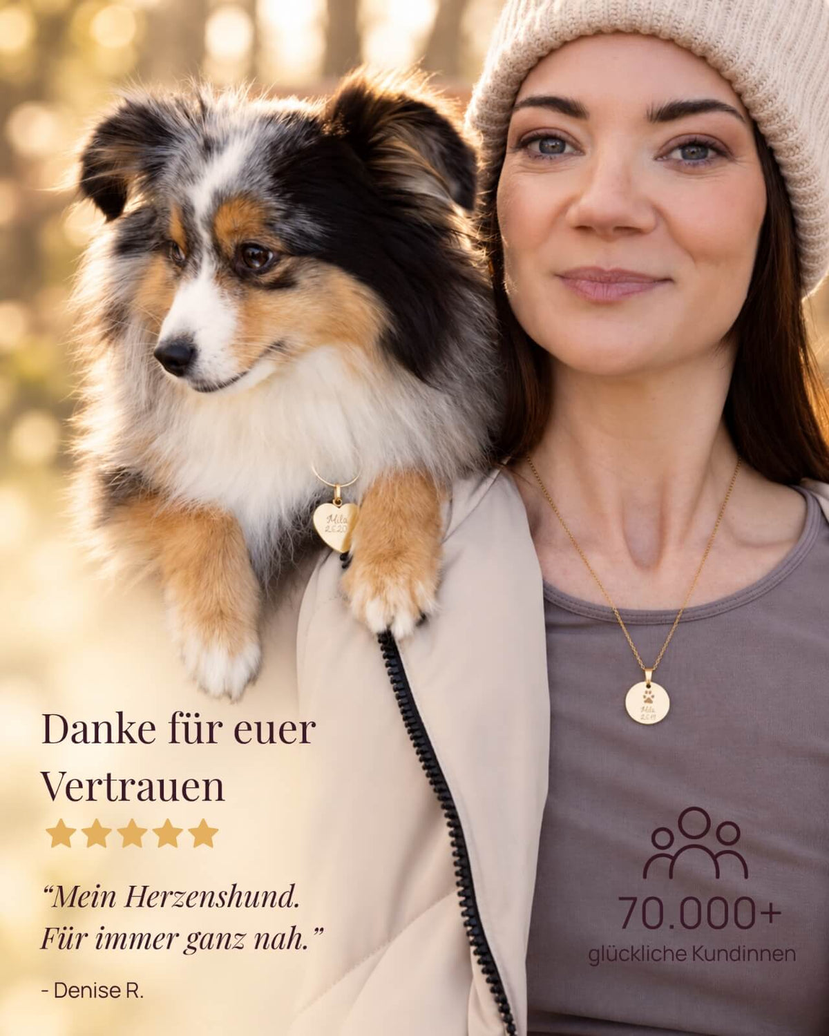 Halskette mit Tierportrait und Gravur