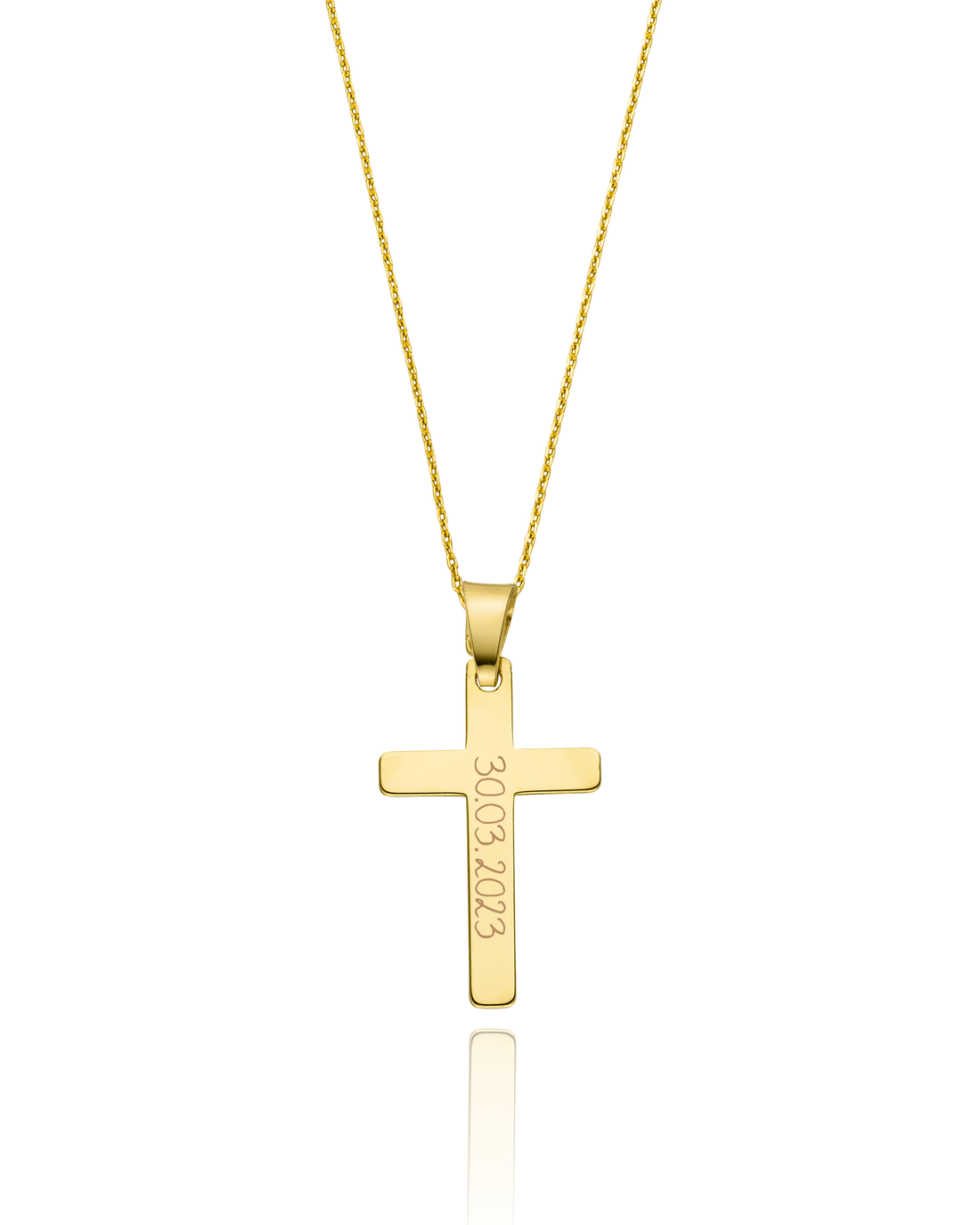 Taufkette &quot;Kreuz mit Gravur&quot; aus 585 Gold (14kt)