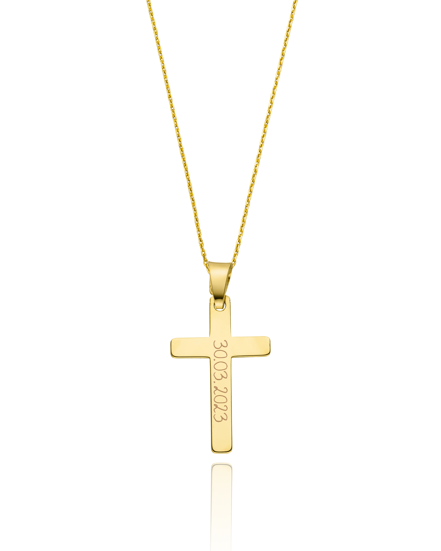 Taufkette &quot;Kreuz mit Gravur&quot; aus 585 Gold (14kt)