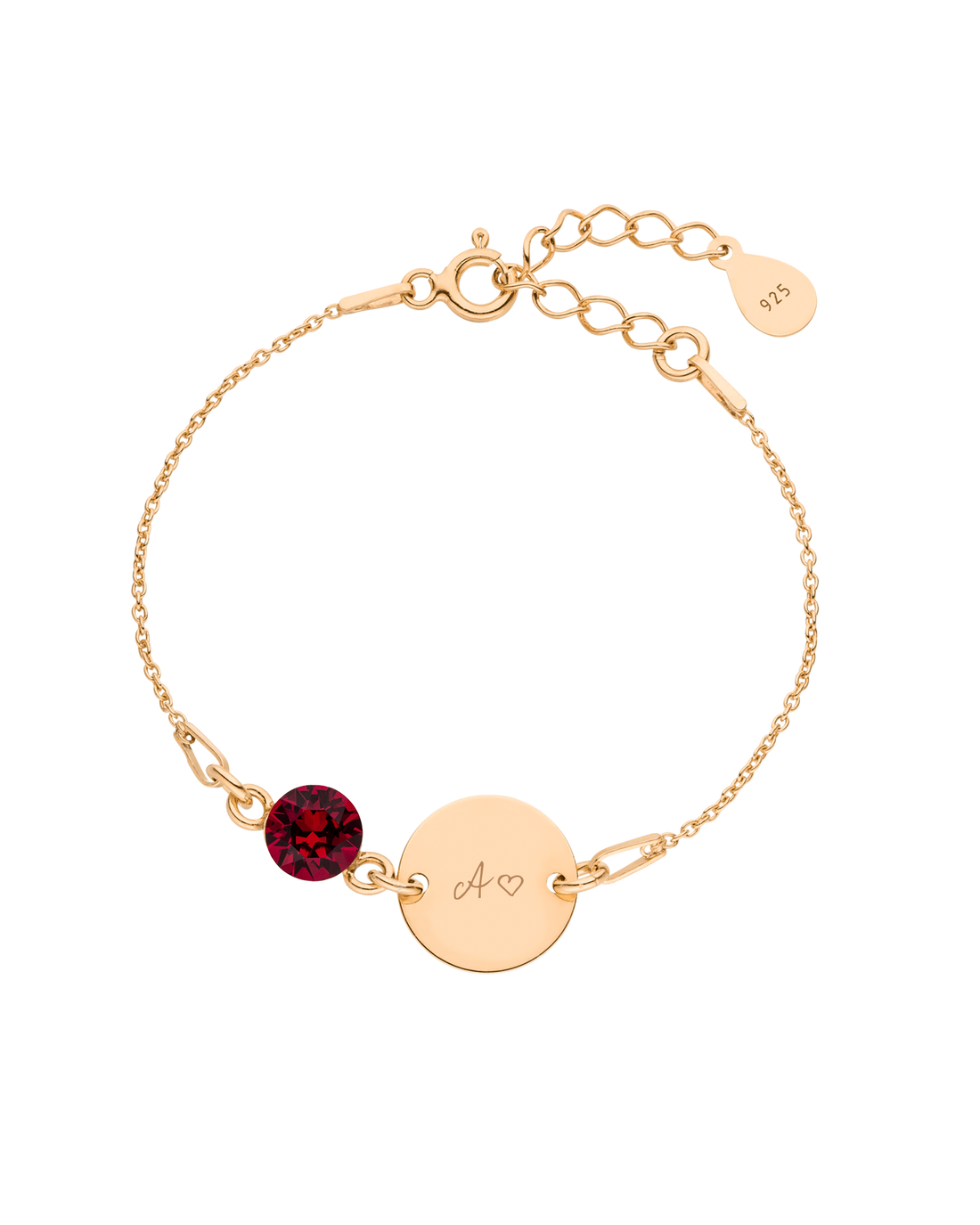 Baby Armband mit Geburtsstein und Gravur rund