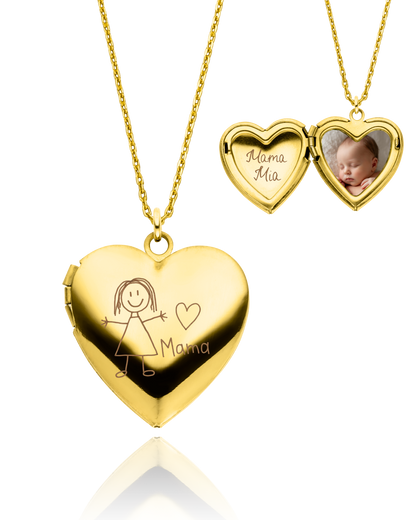 Fotomedaillon „Beloved“ mit Kinderzeichnung
