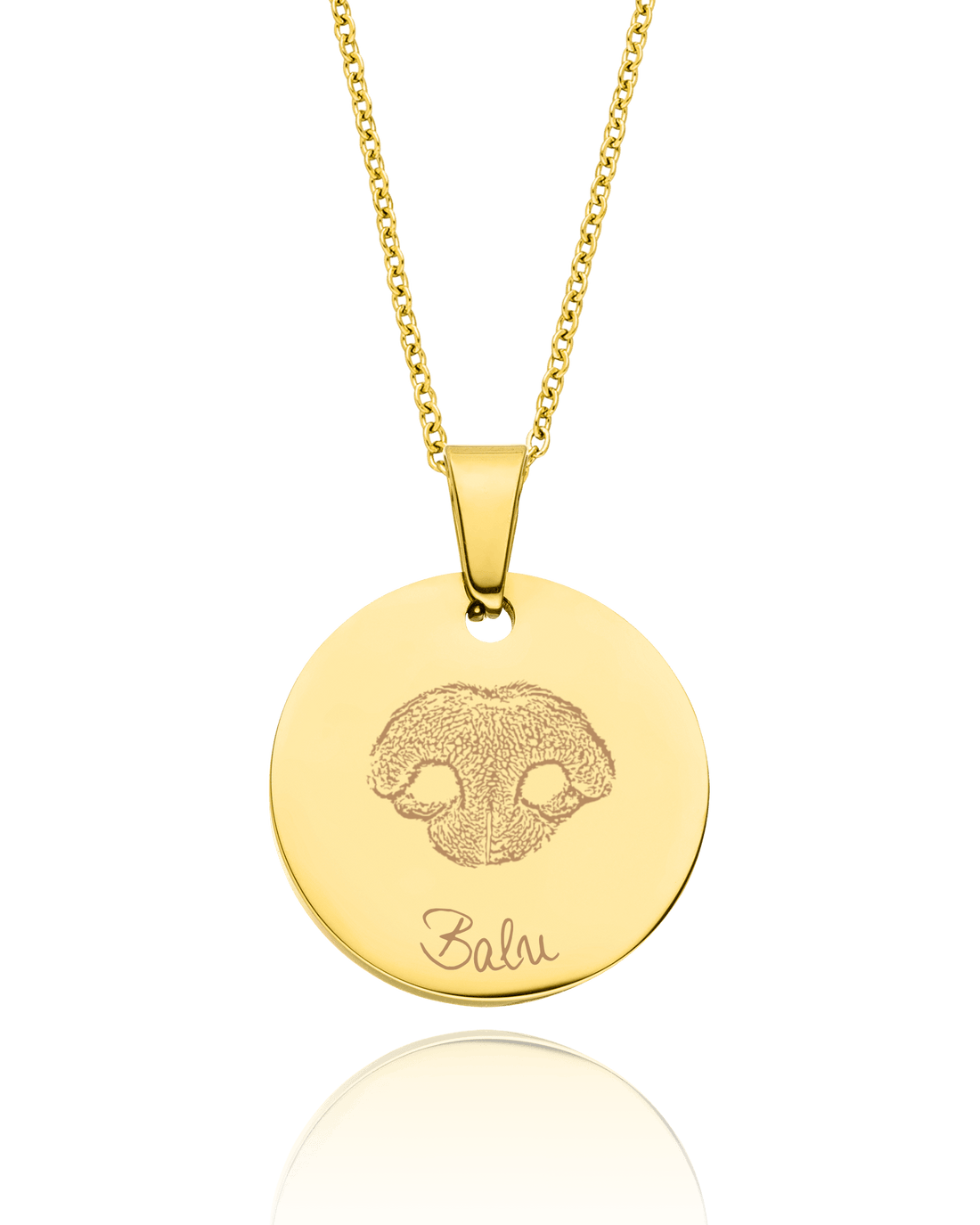 Halskette mit Nasenabdruck und Gravur