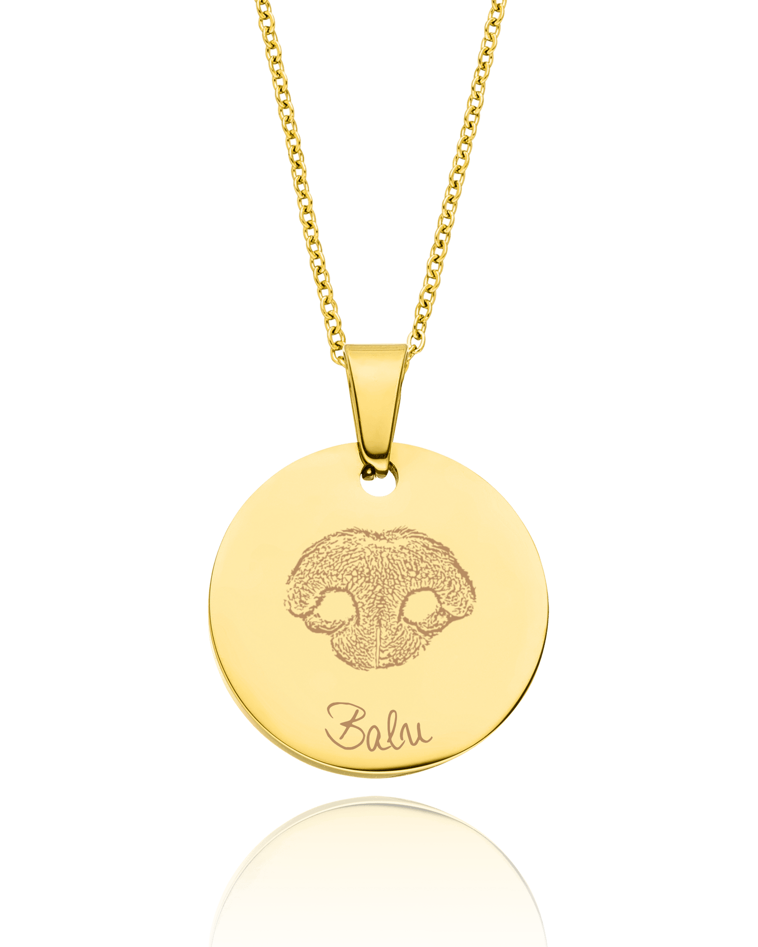 Halskette mit Nasenabdruck und Gravur