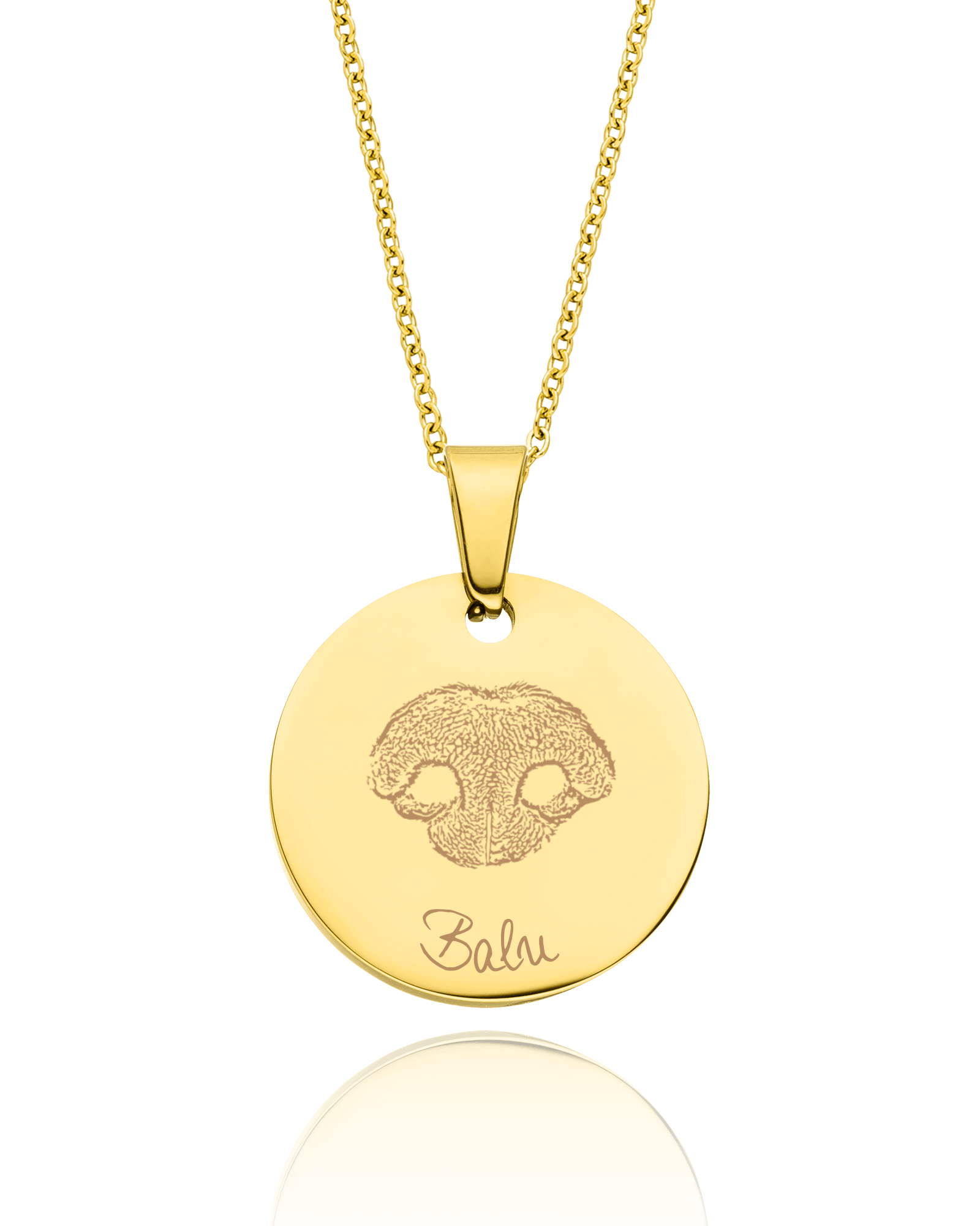 Halskette mit Nasenabdruck und Gravur