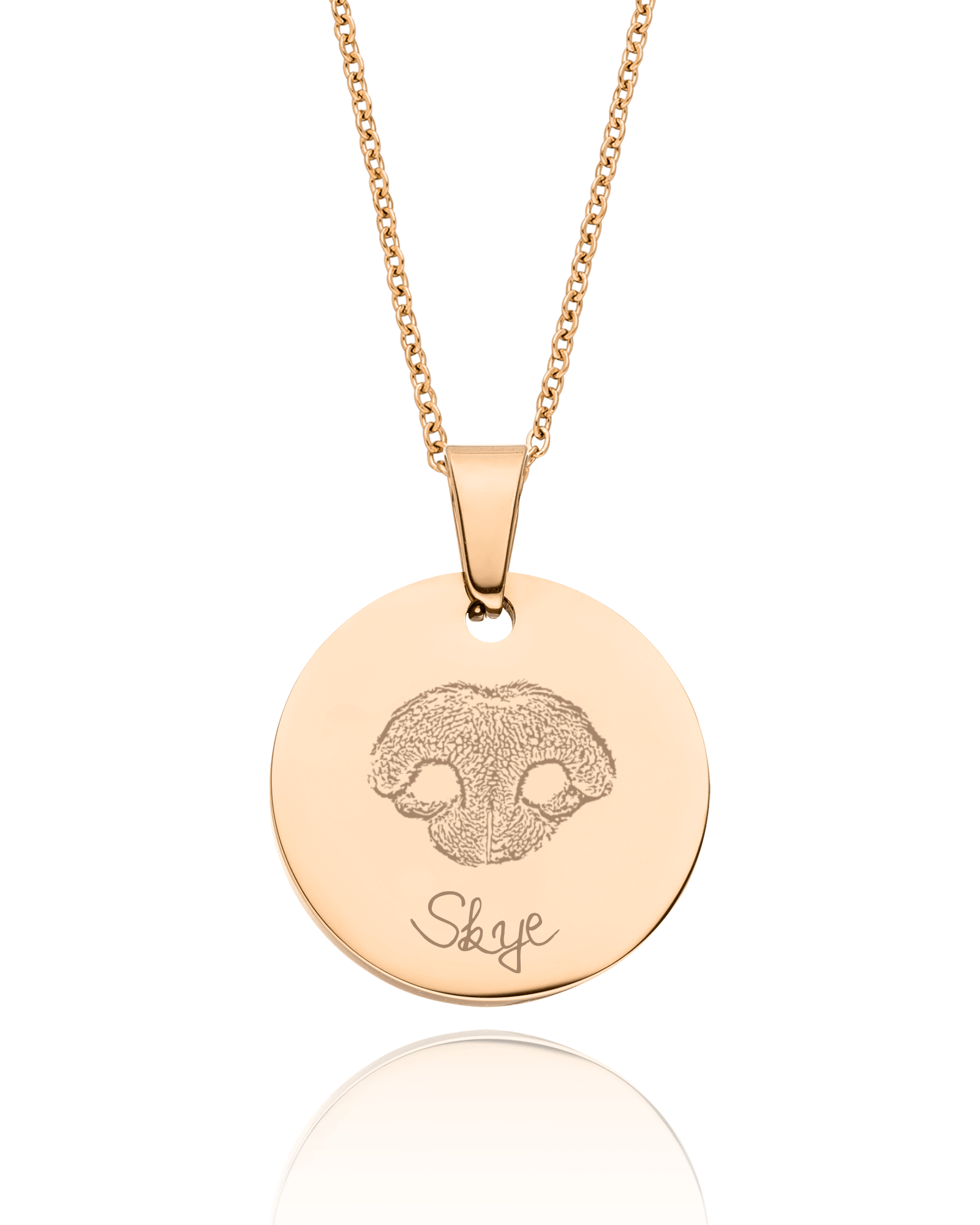 Halskette mit Nasenabdruck und Gravur