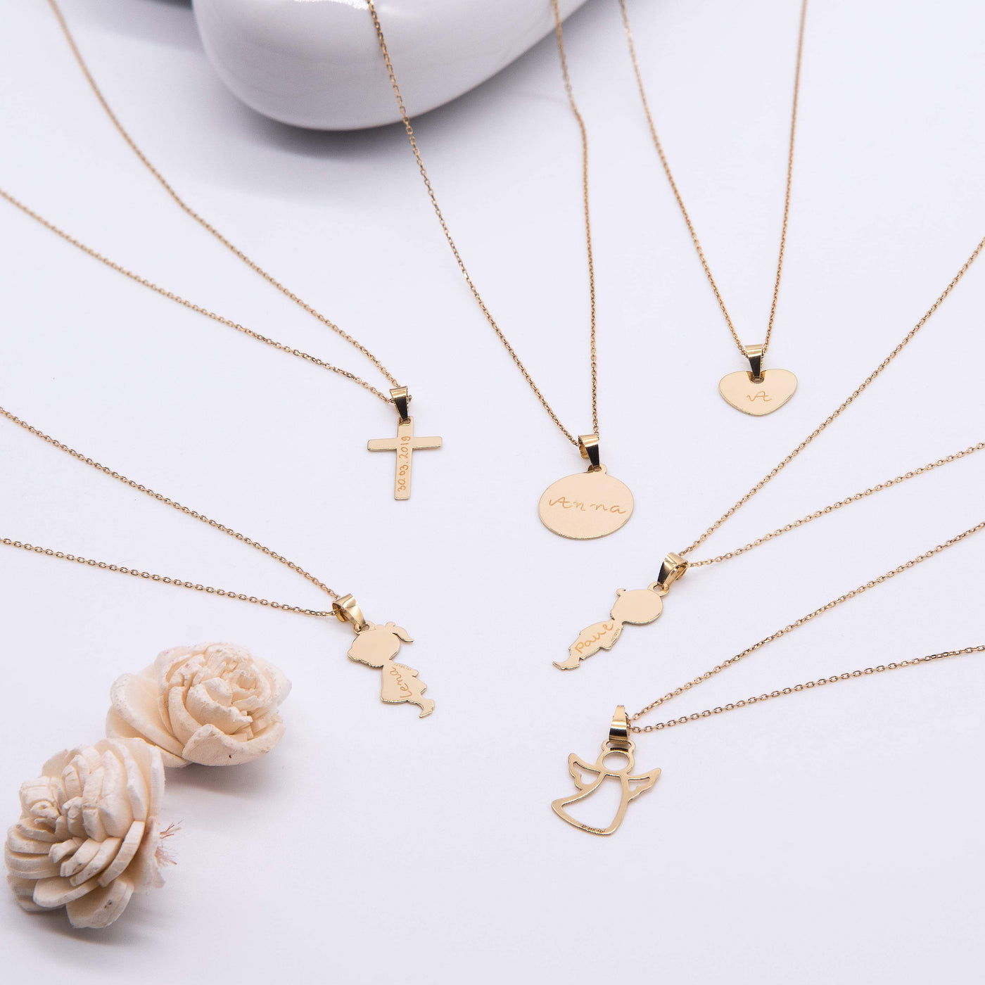Taufkette „Rundes Plättchen mit Gravur“ aus 585 Gold (14kt)